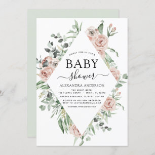 Chá de fraldas rosa Dusty Calor Verde Convite