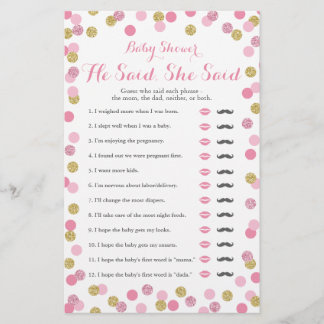 Chá de fraldas Rosa E Dourado Ele Disse Que Ela Di