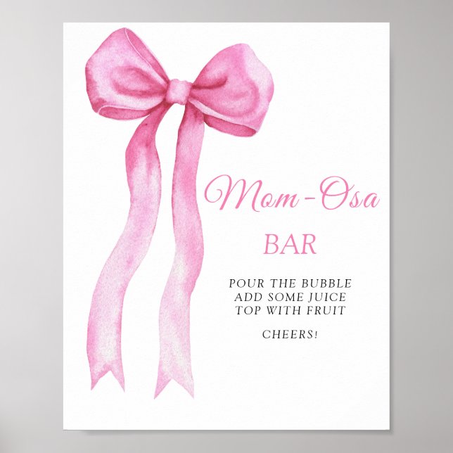 Chá de fraldas rosa - Poster bar Mãe-Osa (Frente)