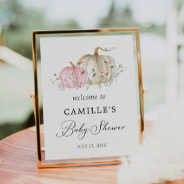 Chá de fraldas Rosa Pumpkin Ra Bem-vindo Poster