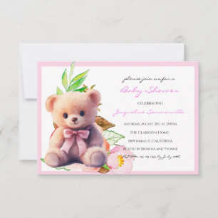 Chá de fraldas rosa-urso É uma garota