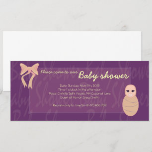 Chá de fraldas Roxo Baby em um convite