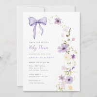 Chá de fraldas roxo Convite de festas de flor selv