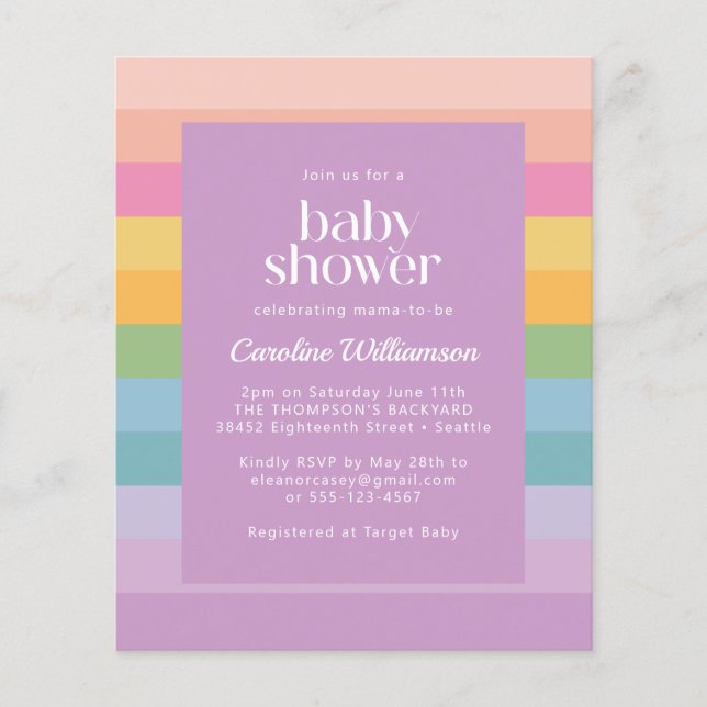 Chá de fraldas Roxo do Pastel do Arco-Íris Roxo (Frente)