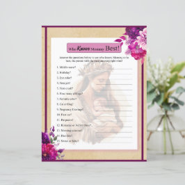 Chá de fraldas Roxo Que Conhece O Jogo Da Mamãe