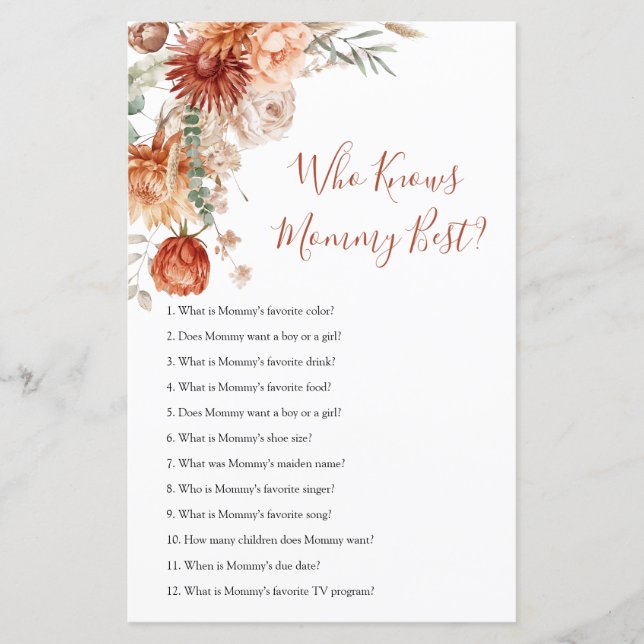 Chá de fraldas Russo De Flor Selvagem Que Conhece  (Frente)