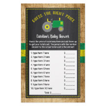 Chá de fraldas Russo de Trator Verde Adivinha Jogo