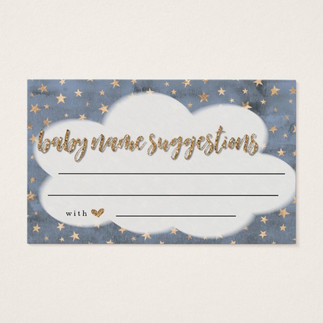 Chá de fraldas Rustic Baby Name Suggets Card Boy (Frente)