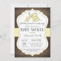 Chá de fraldas Rustic Elephant Convite Amarelo