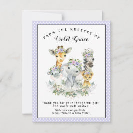 Chá de fraldas Safari Garota Obrigado Cartões