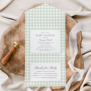 Chá de fraldas Sage Green Gingham