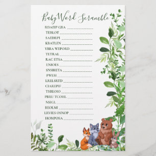 Chá de fraldas Scramble Woodland bebês amigos da f