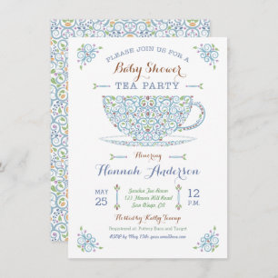 Chá de fraldas Tea Party - Baby Boy II Convite