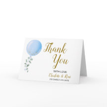 Chá de fraldas Tema do Balão Cartões de agradecime