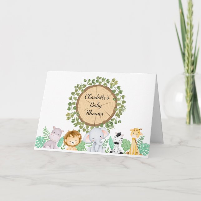 Chá de fraldas temático Safari Convite Dobrado (Frente)