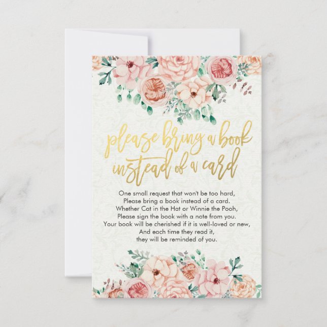Chá de fraldas Traga um livro em vez de um cartão (Frente)