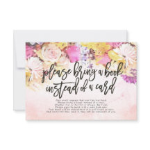 Chá de fraldas Traga um livro em vez de um cartão