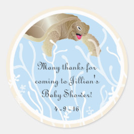 Chá de fraldas "Turtle/Blue" Adesivos 1 1/2" ou 3"