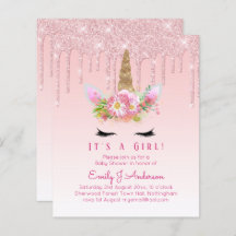 Chá de fraldas Unicorn Convocando Meninas Rosa Cut