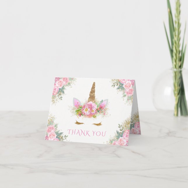 Chá de fraldas Unicorn Obrigado Cartões (Frente)