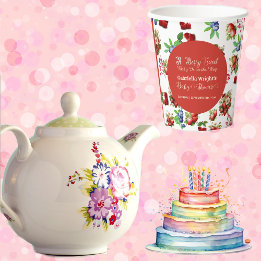 Chá de fraldas Vermelho Moderno de Morango Azul Be