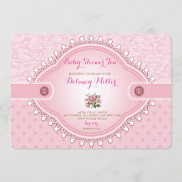 Chá de fraldas Vintage Rosa Convite de festas Tea
