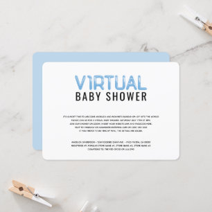 Chá de fraldas Virtual para Convite Branco Azul pa