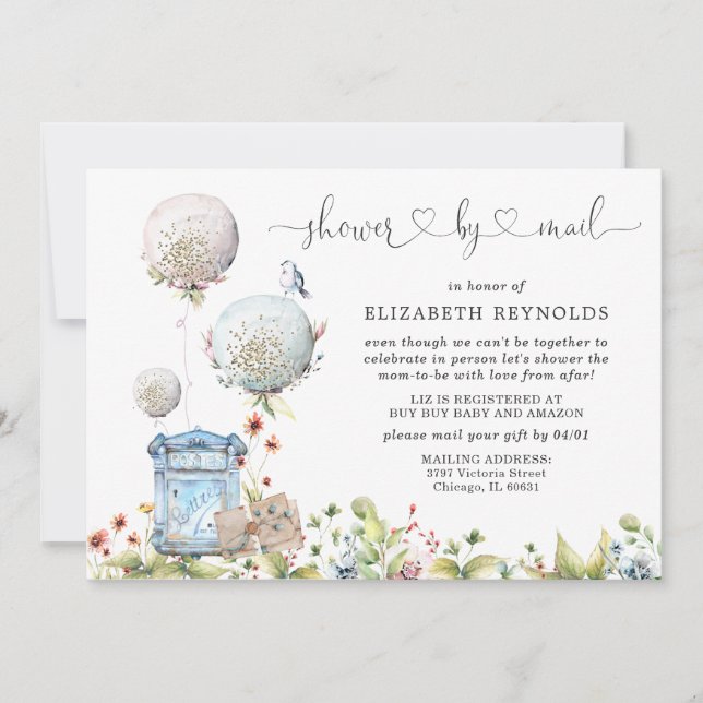 Chá de fraldas Virtual por Convite por Correio (Frente)