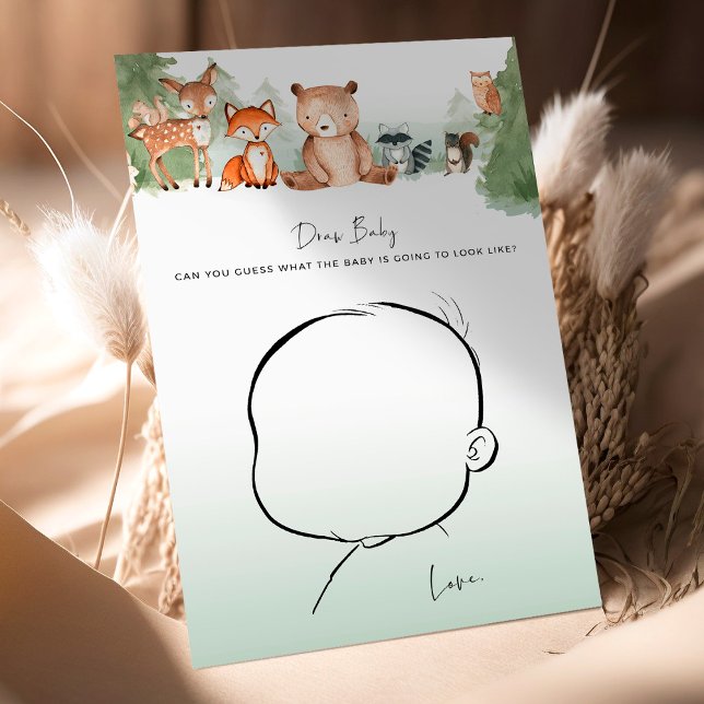 Chá de fraldas Woodland Jogo Desenhar Bebê! (Criador carregado)