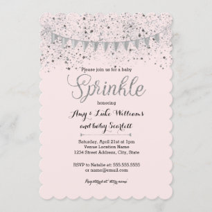 Chá de Garota Pink Silver Baby Sprinkle Convite
