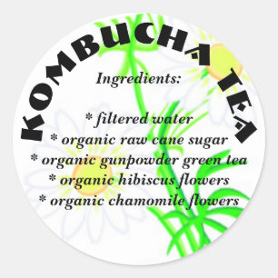 Chá de Kombucha - etiquetas redondas dos