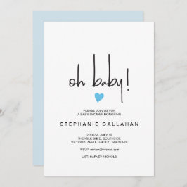 Chá de Menino Moderno Convite de Coração Azul Moti