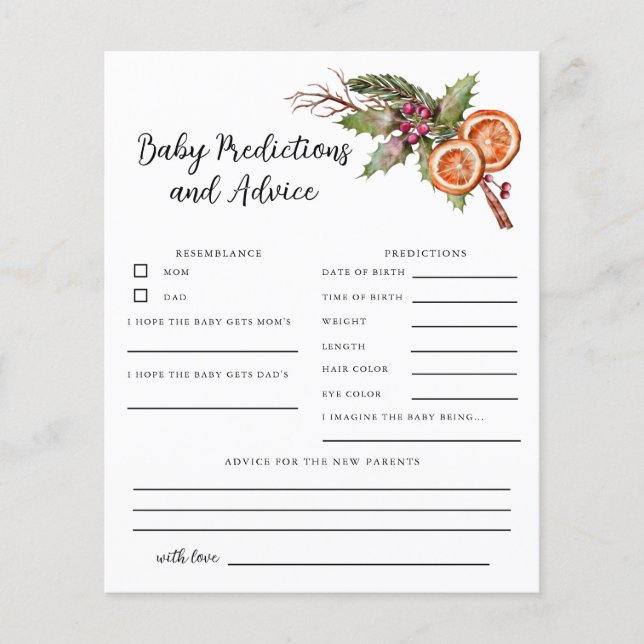 Chá de Natal Predições e Cartão de Aconselhamento (Frente)