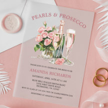 Chá de Noiva Elegante com Rosas, Pérolas e Prosecc