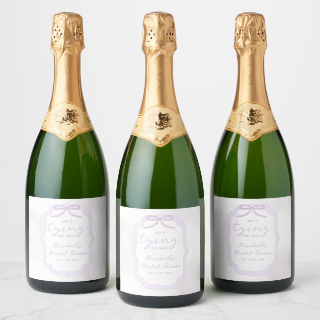 Chá de Noiva em Aquarela com Laço Roxo (Garrafas)