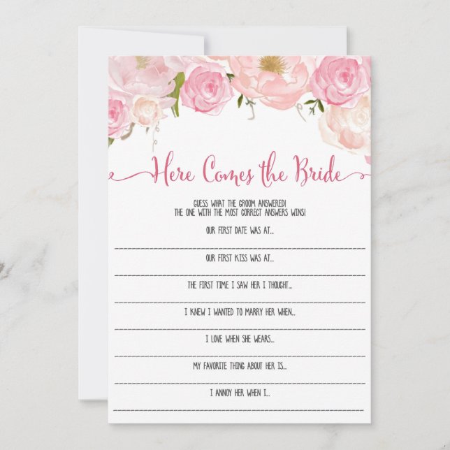 Chá de Noiva Floral aqui vem a noiva Jogo (Frente)