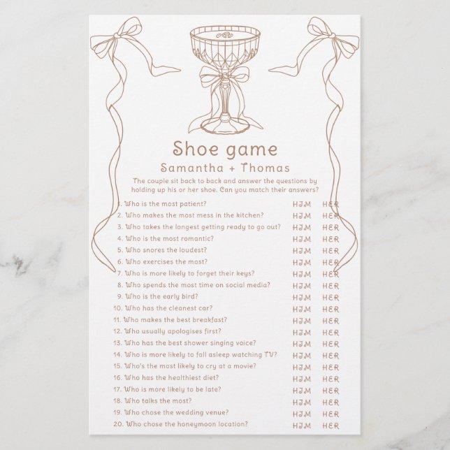 Chá de noiva Martini espresso Jogo dos sapatos (Frente)