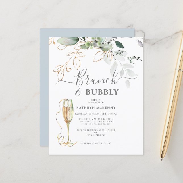 Chá de panela Azul Dusty Dourado Eucalyptus Orçame (Frente/Verso In Situ)