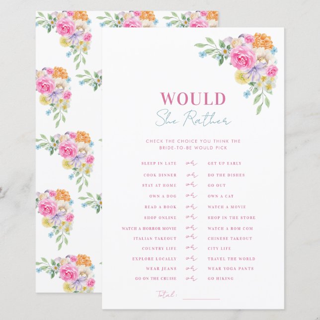 Chá de panela Azul Rosa Ela Iria Preferencialmente (Frente/Verso)