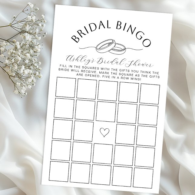 Chá de panela Bingo Game com Design Rings (Bridal Bingo)