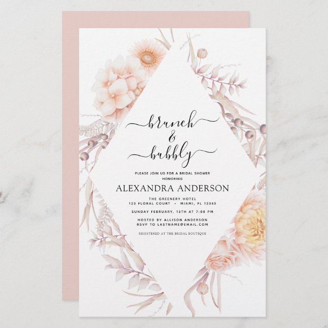 Chá de panela Bubble e Brunch de Boho de Orçamento (Frente/Verso)