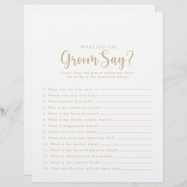 Chá de panela da Caligrafia O que o noivo disse (Frente/Verso)