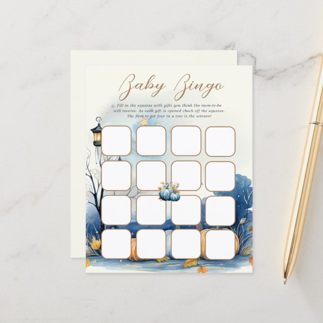 Chá de panela de Abóbora Dourada Azul Jogos Bingo (Frente/Verso In Situ)