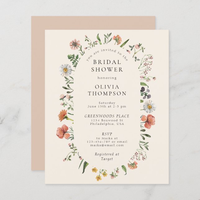 Chá de panela de Aranha de Flor Selvagem de Boho S (Frente/Verso)