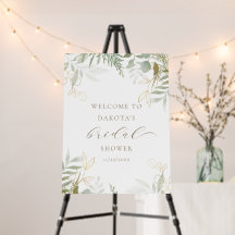 Chá de panela de boas-vindas Chic Dourado Greenery