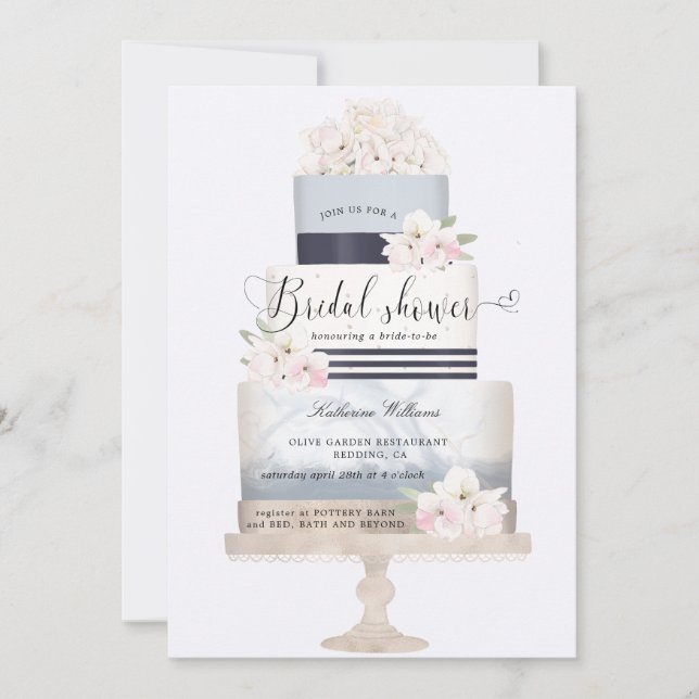 chá de panela de bolo floral náutico pré-papoilado (Frente)