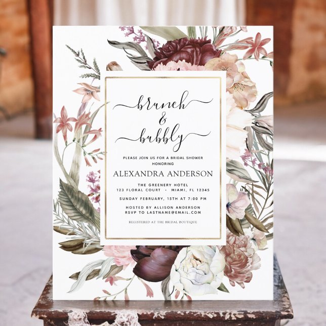 Chá de panela de Brunch e Bubble Boho Burgundy (Criador carregado)