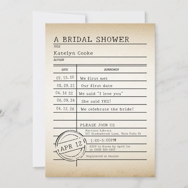 Chá de panela de Cartão de Biblioteca Vintage (Frente)