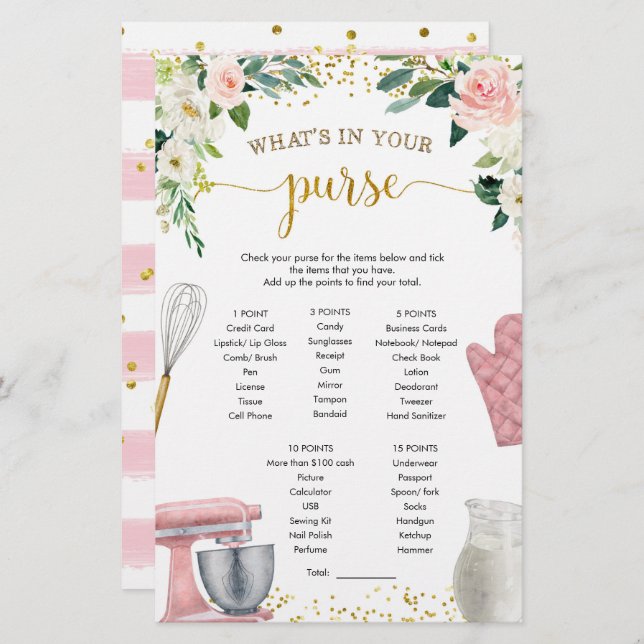 Chá de panela de cozinha o que há em seus jogos de (Frente/Verso)