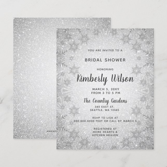 Chá de panela de flocos de neve com brilho de orça (Frente/Verso)